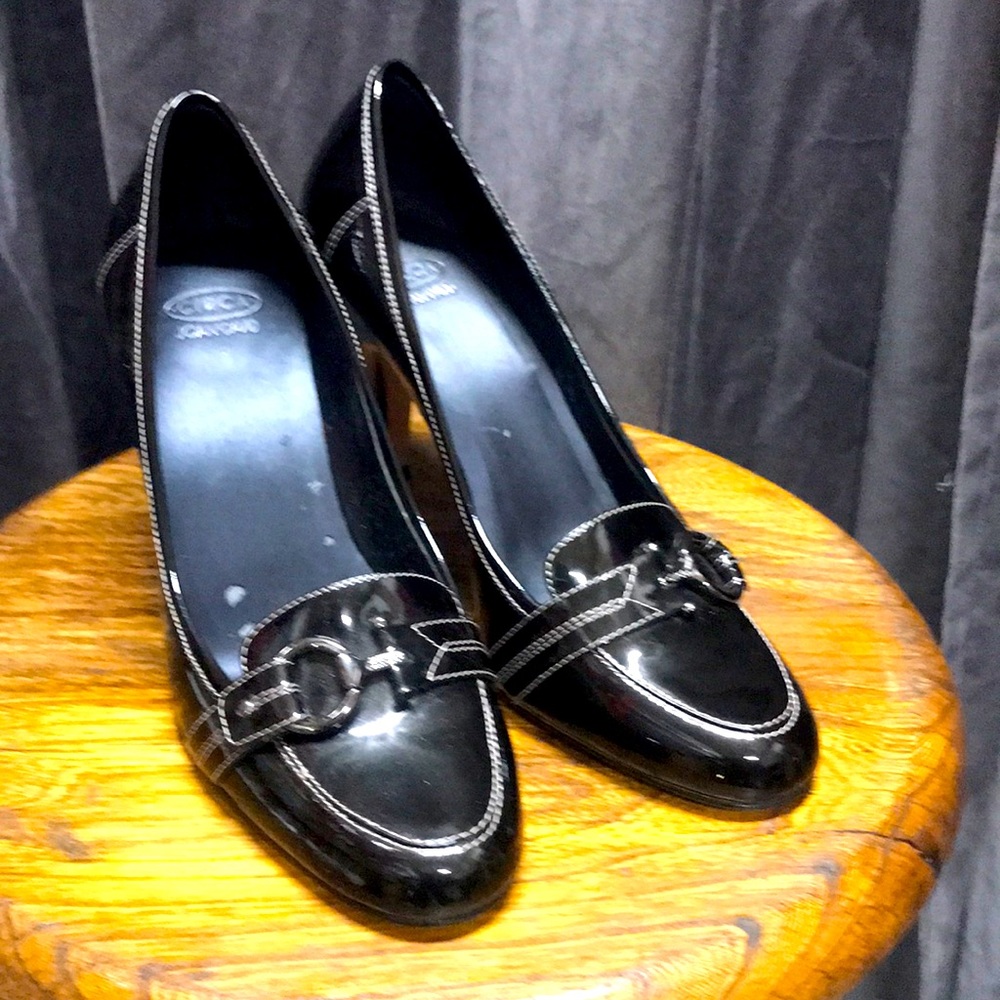 Joan and David Circa Perfect Black Patent Pumps